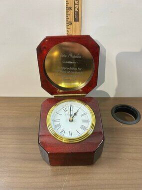 Howard Miller Clemens Nautical Ship Clock Hinged Wood Box 4 Inch Desk